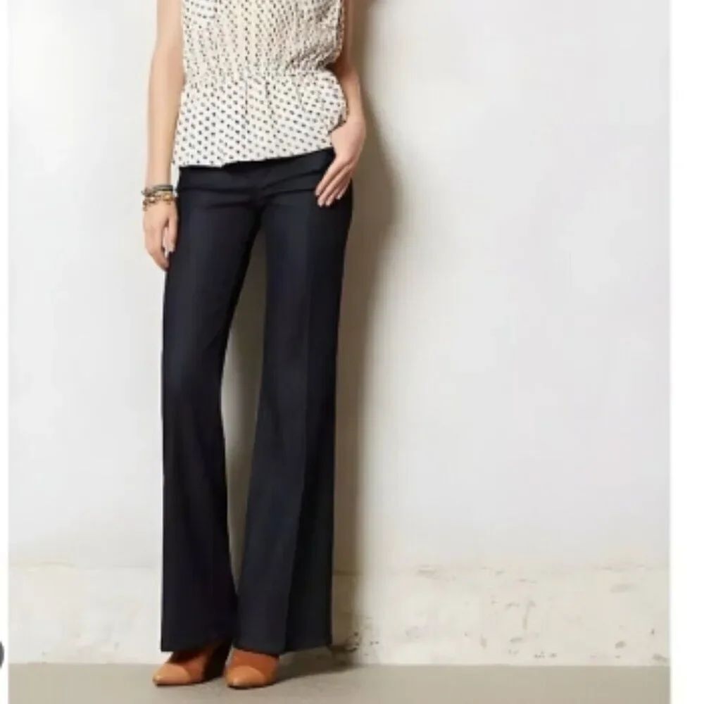 Anthropologie Level 99 Newport Wide Leg Pants Black Pockets Zip Closure Size 28